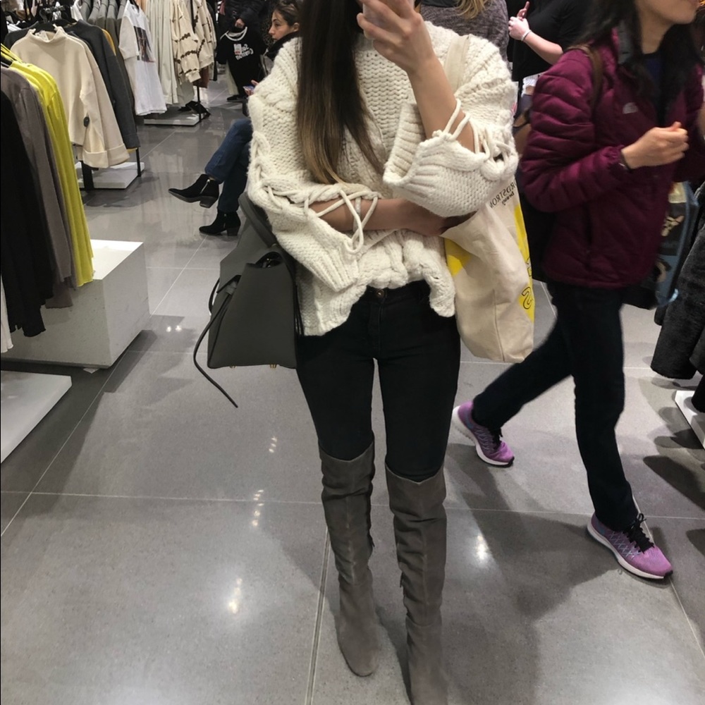White knit sweater